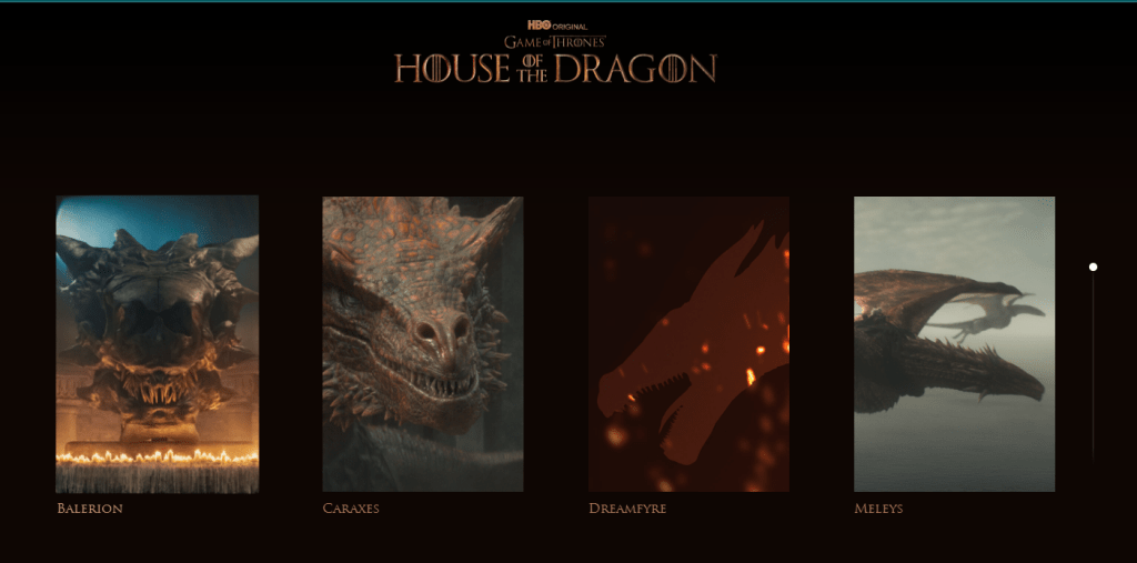house of the dragon dragon index page