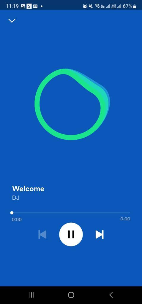 welcome screen from the ai dj