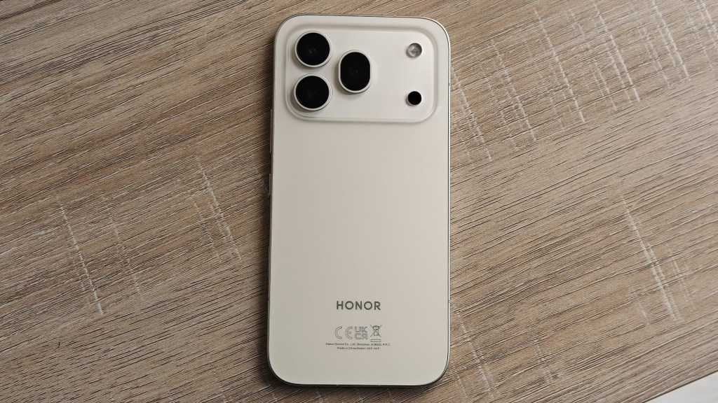 the honor 600 pro on a table with the back cover design visible